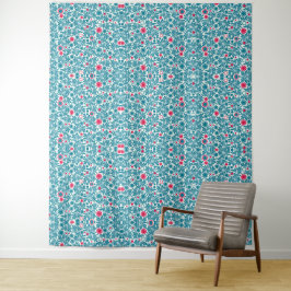 Tapete De Parede Padrão de Folhagem Azul-turquesa e Magenta Elegant