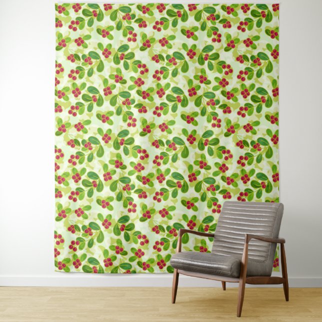 Tapete De Parede Padrão de Fruta de amora festiva, verde (In Situ)