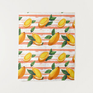 Tapete De Parede Padrão de Fruta de Mango com Folhas Verdes