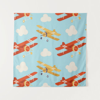 Tapete De Parede Padrão de Fundo das Nuvens de Planes de Vintagem