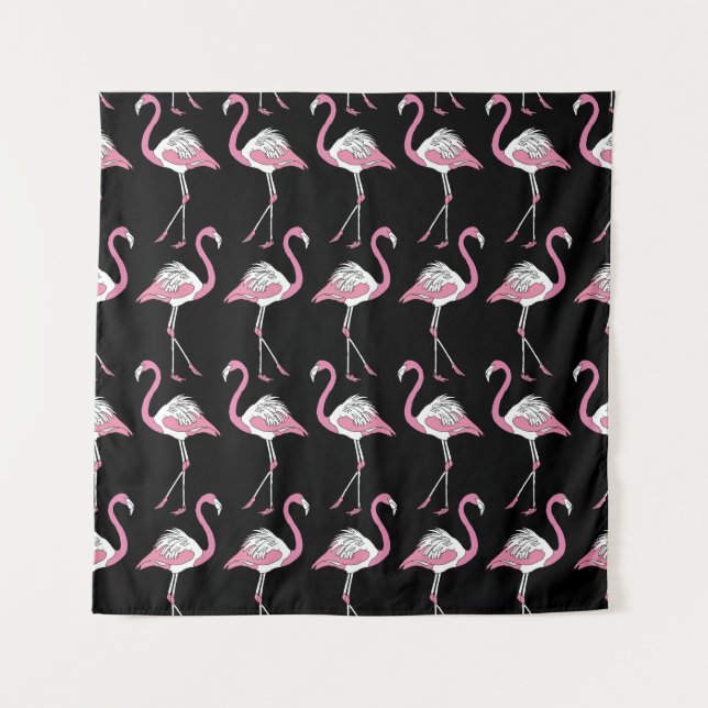 Tapete De Parede Padrão de Fundo do Flamingo Negro Têxtil (Frente)