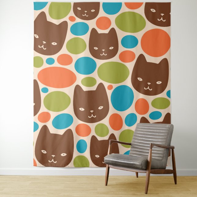 Tapete De Parede Padrão de Gatos de bolinhas (In Situ)
