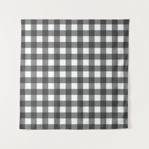 Tapete De Parede Padrão de Gingham Impressão de Vichy Preto e Bra
