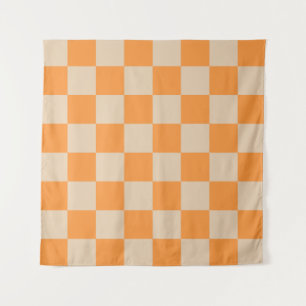 Tapete De Parede Padrão de Gingham Verificado por Laranja