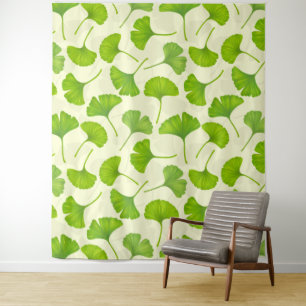 Tapete De Parede Padrão de ginkgo em branco