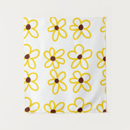 Tapete De Parede Padrão de girassol castanho-amarelo ventre floral 