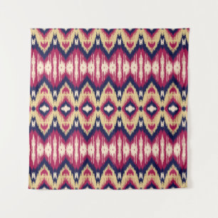 Tapete De Parede Padrão de ikat chevron azul-rosa étnico T