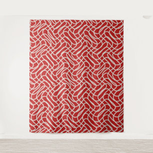 Tapete De Parede Padrão De Linha De Abstrato De Vermelho E Creme