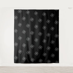 Tapete De Parede Padrão de Logo Repetitivo Simples em Preto para Ma