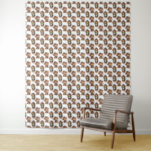 Tapete De Parede Padrão de Macaco Branco de Design