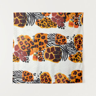 Tapete De Parede Padrão de mistura animal selvagem. Jaguar, leopard