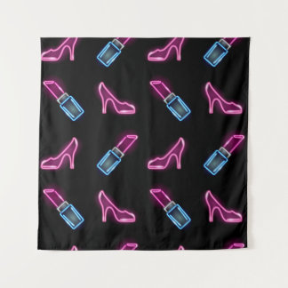 Tapete De Parede Padrão de Moda com Ícones de Neon.