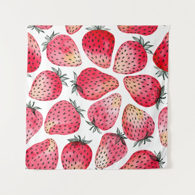 Tapete De Parede Padrão de morangos aquosos. (Frente)