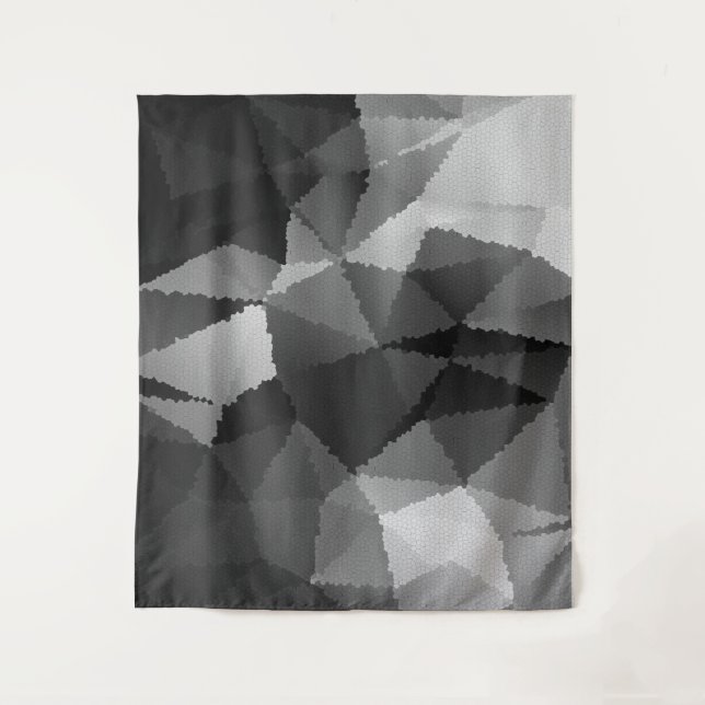 Tapete De Parede Padrão de mosaico preto e branco (Frente)