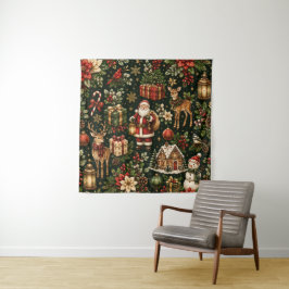 Tapete De Parede Padrão de Natal Luxuoso Vintage de Férias