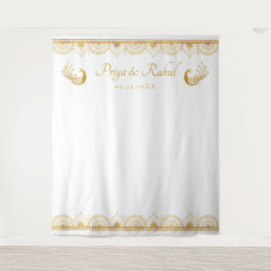 Tapete De Parede Padrão de Ouro Elegante Casamento Indiano