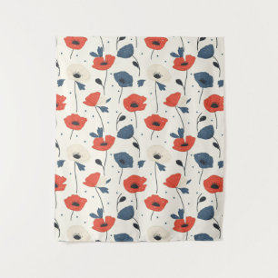 Tapete De Parede Padrão de papilas de aquarela - Vermelho, Azul e B