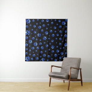 Tapete De Parede Padrão de pata de cão brilhante azul 