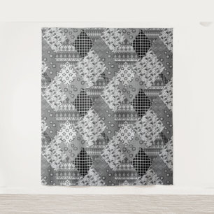 Tapete De Parede Padrão de Patchwork da cinza