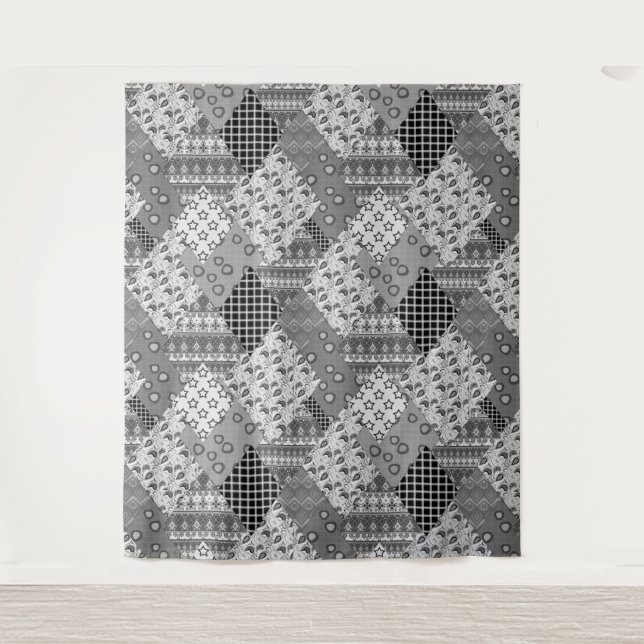 Tapete De Parede Padrão de Patchwork da cinza (Frente)
