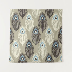 Tapete De Parede Padrão de pena de peacock, estilo de vintage.