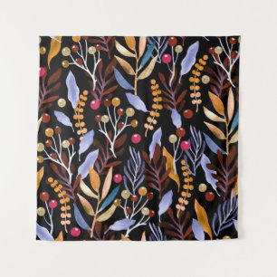 Tapete De Parede Padrão de Plantas de Aquarela abstrato