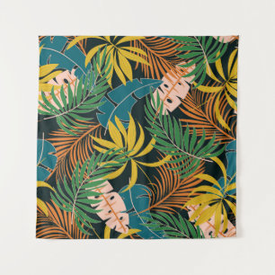 Tapete De Parede Padrão de Plantas Tropicais de Verão