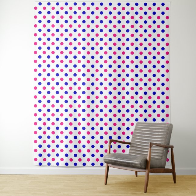Tapete De Parede Padrão de Pontos Brancos Rosa Azul (In Situ)