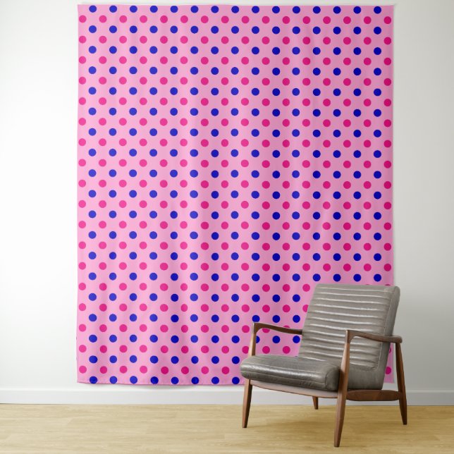 Tapete De Parede Padrão de Pontos Rosa Azul Rosa (In Situ)