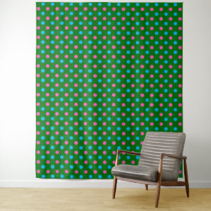 Tapete De Parede Padrão de Pontos Verde Rosa Azul