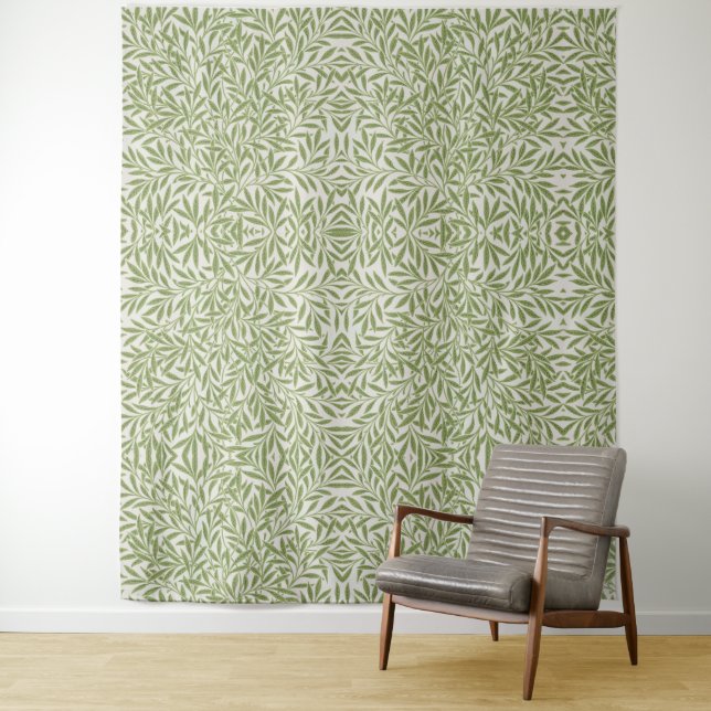 Tapete De Parede Padrão de ramos de folhas verdes  (In Situ)