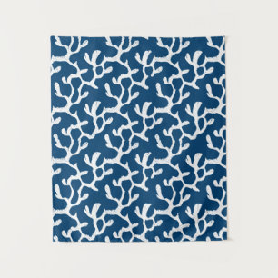 Tapete De Parede Padrão De Repetição De Coral Abstrato Azul E Branc