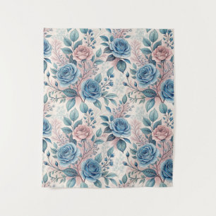 Tapete De Parede Padrão de Rosa Azul e Rosa Rosa Rosa no Pinto Bran