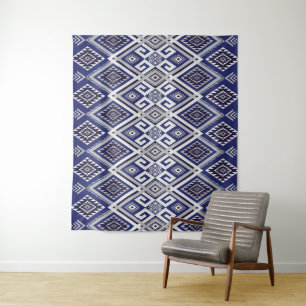 Tapete De Parede Padrão de Superfície de Motivo Tribal Azul Marinho