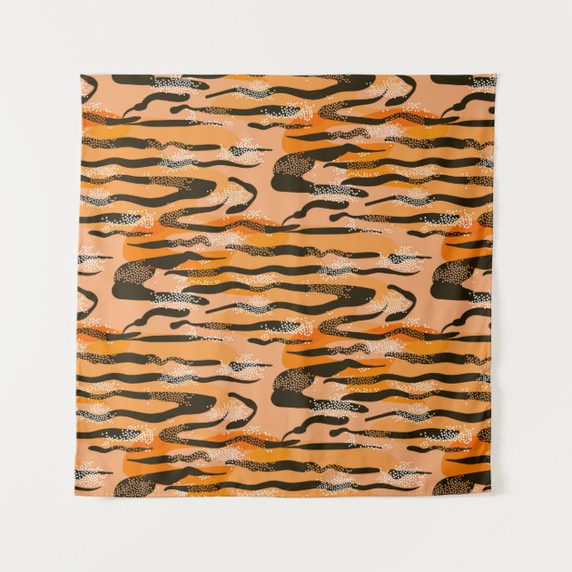 Tapete De Parede Padrão de tigre sem problemas, cor de pêssego (Frente)