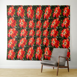 Tapete De Parede Padrão de Tulipas Vermelhas