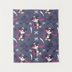 Tapete De Parede Padrão de Urso Panda Pirata Fofo