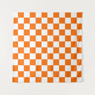 Tapete De Parede Padrão de Verificação Branco Laranja
