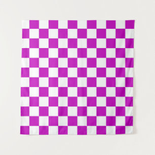 Tapete De Parede Padrão de Verificação Branco Roxo