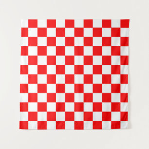 Tapete De Parede Padrão de Verificação de Branco Vermelho