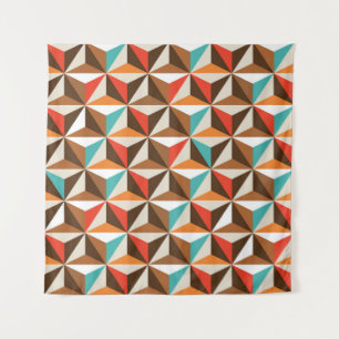 Tapete De Parede Padrão de Vintage de Azulejos de triângulo colorid