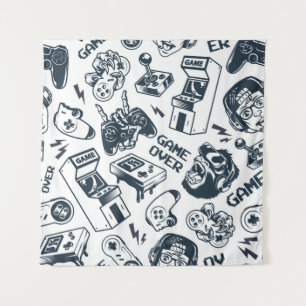 Tapete De Parede Padrão de vintage de jogos retrorreflectores.