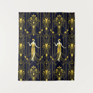 Tapete De Parede Padrão decorativo dourado e preto Gabsy