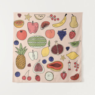 Tapete De Parede padrão desenhado pela fruta