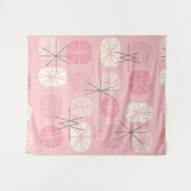 Tapete De Parede Padrão do século médio Oblongs Rosa Vanilla (Frente (Horizontal))