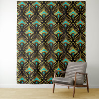 Padrão Dourado e azul de Art Deco a preto