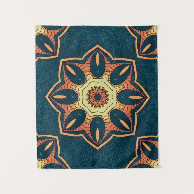 Tapete De Parede Padrão étnico uniforme com mandala. ilustração (Frente)