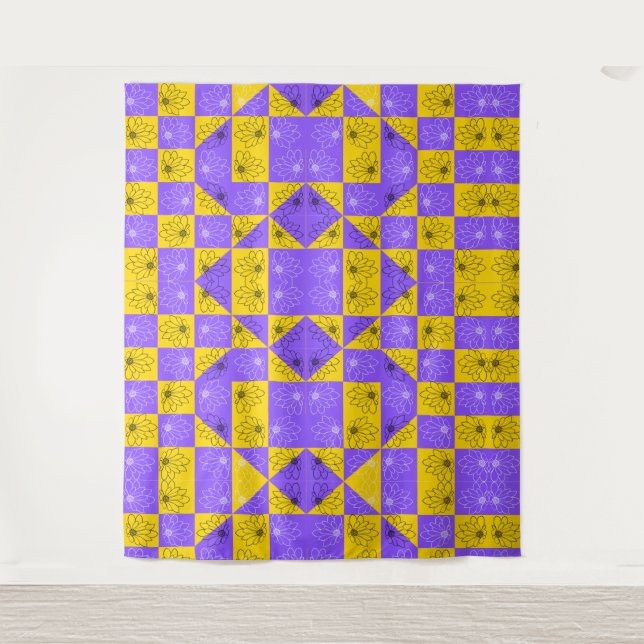 Tapete De Parede Padrão Físico do Chessboard Geométrico (Frente)