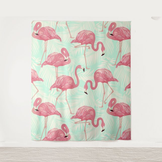 Tapete De Parede Padrão Flamingo Pink Elegante de Chic (Frente)