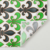Padrão Flor-de-lis Barroco Preto Verde Design 